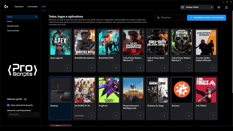 Integration with Logitech G HUB / Logitech Gaming Software
